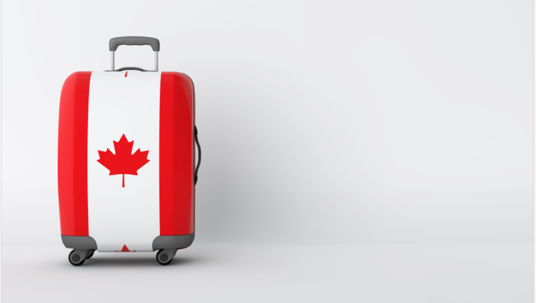 suitcase with Canadian flag