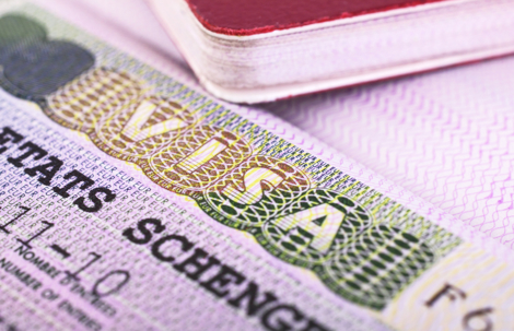 Passport and visa stock photo