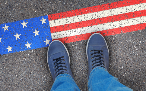 flag and shoes