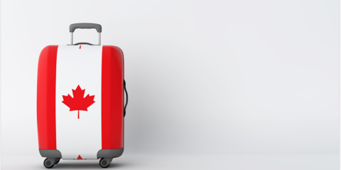 suitcase with Canadian flag
