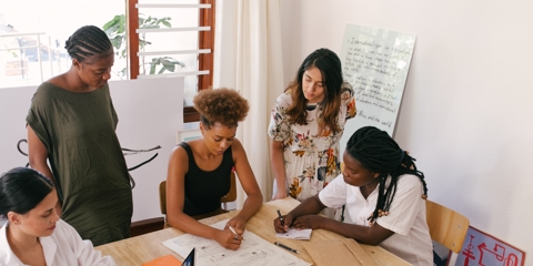 Women drafting a product