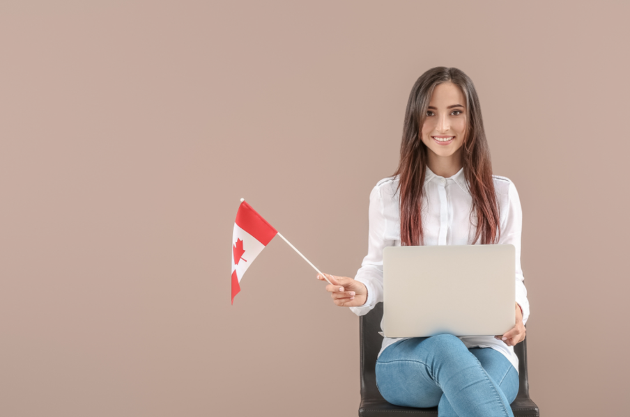 girl holding Canada flag