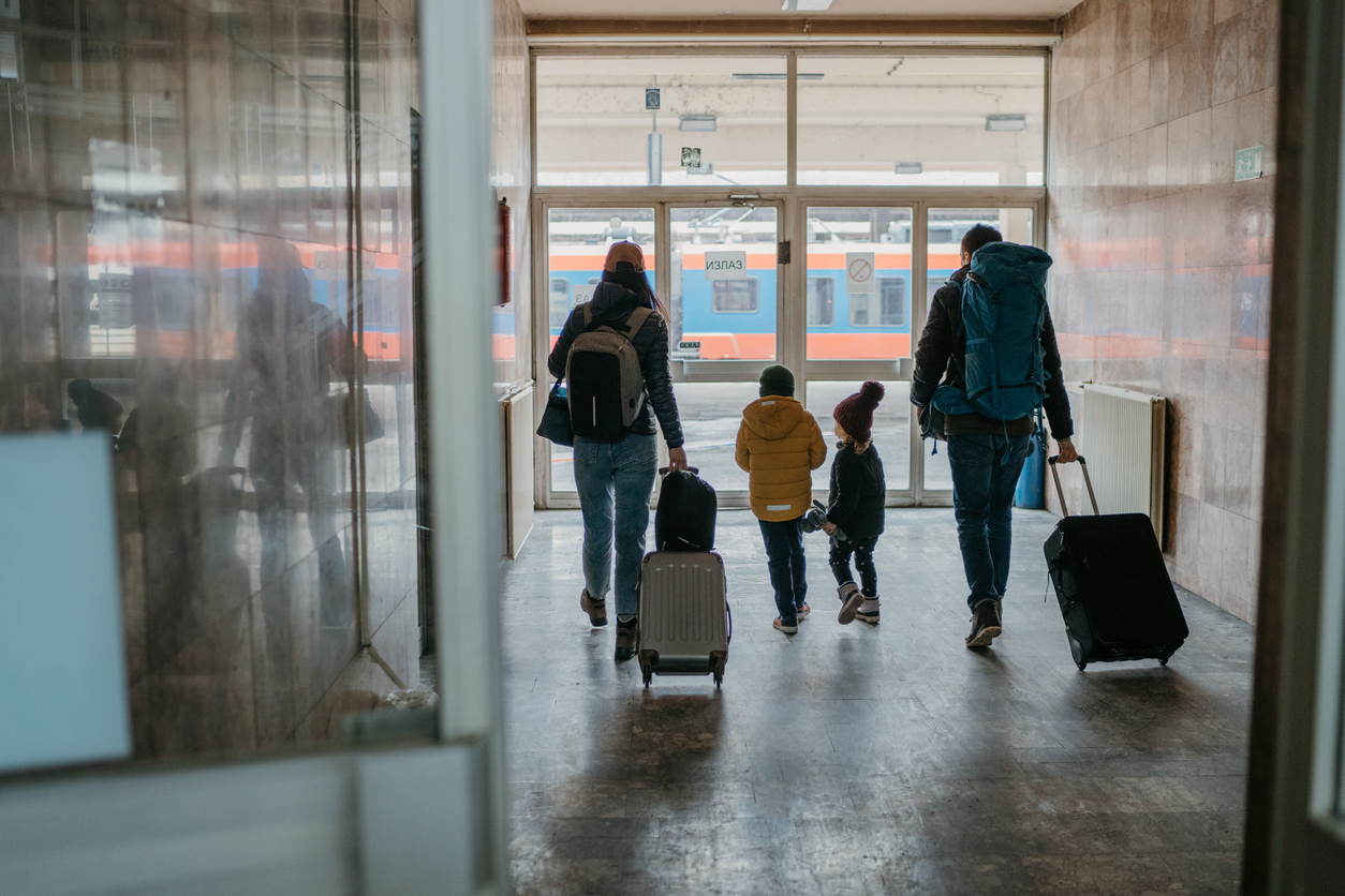 family with luggage