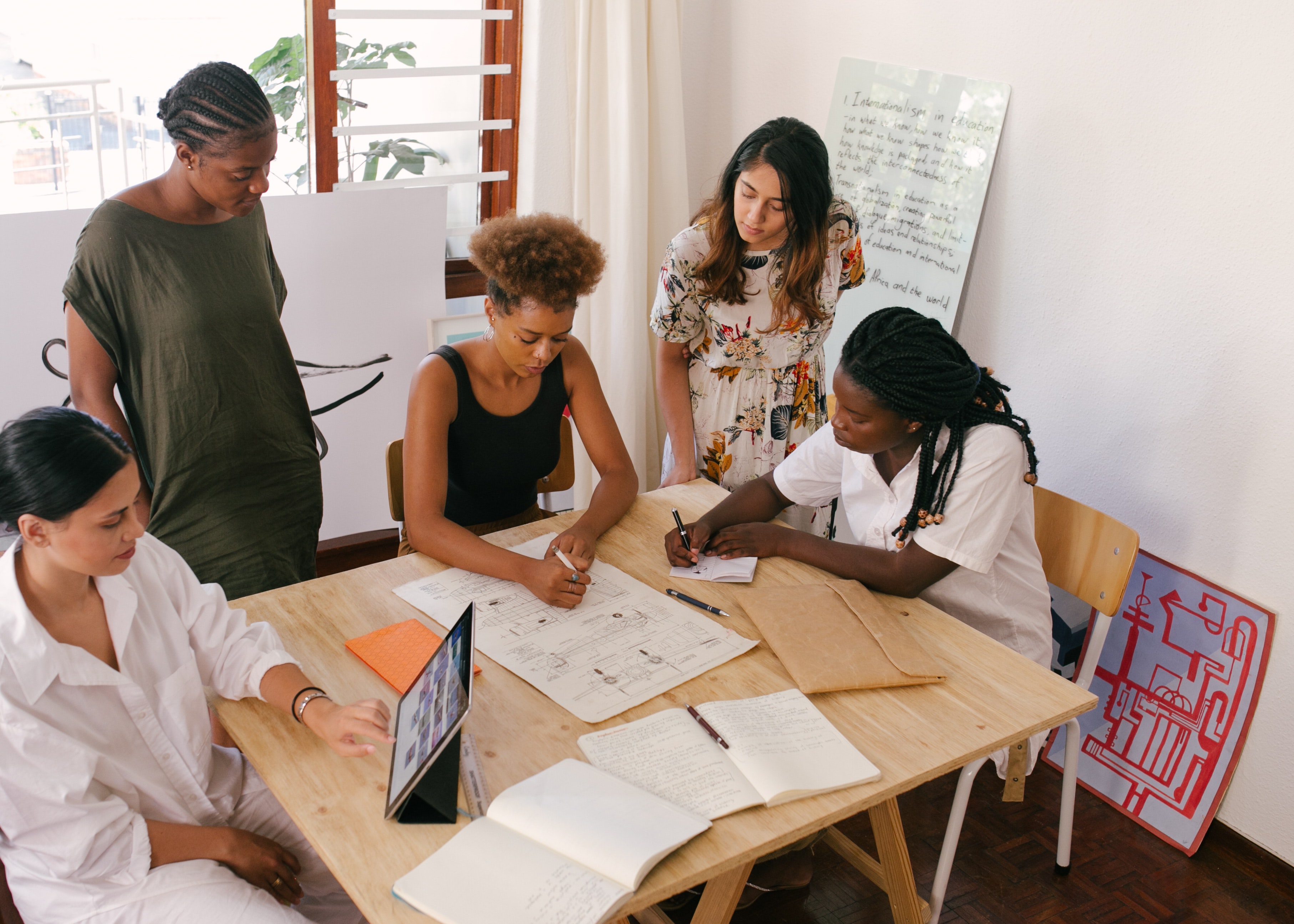 Women drafting a product